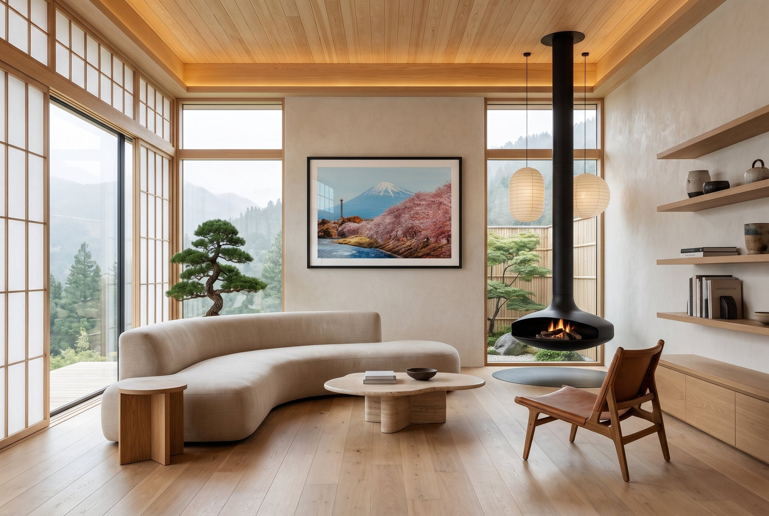 Mt Fuji Sakura Framed Print - Flowers by Peter Yan Studio
