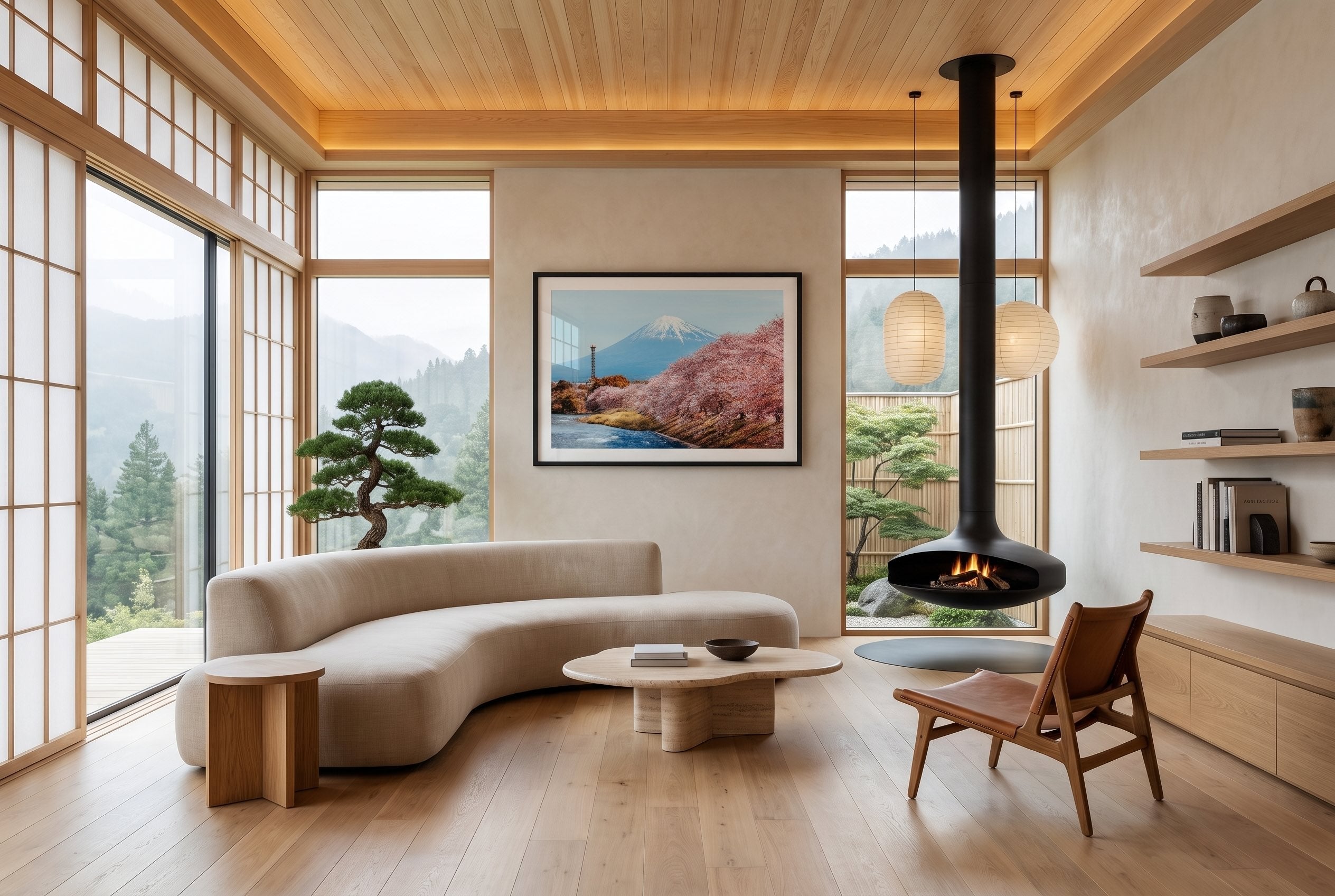 Mt Fuji Sakura Framed Print - Flowers by Peter Yan Studio