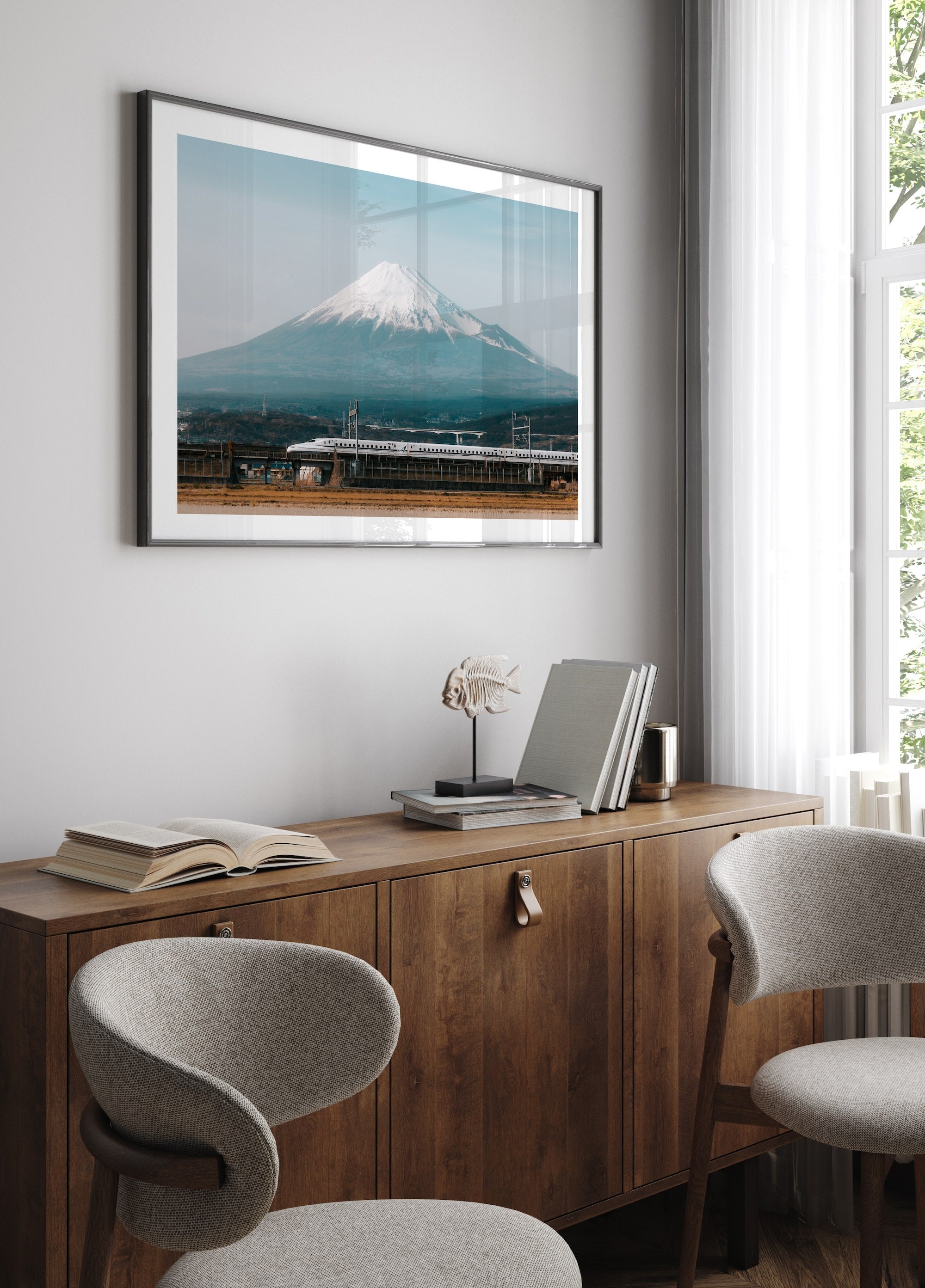 Mt Fuji Shinkansen - Peter Yan Studio Framed Photo Print Wall Art