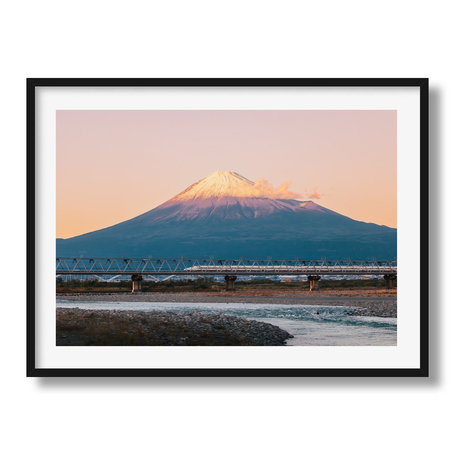 Mt Fuji Shinkansen Sunset - Peter Yan Studio Framed Photo Print Wall Art