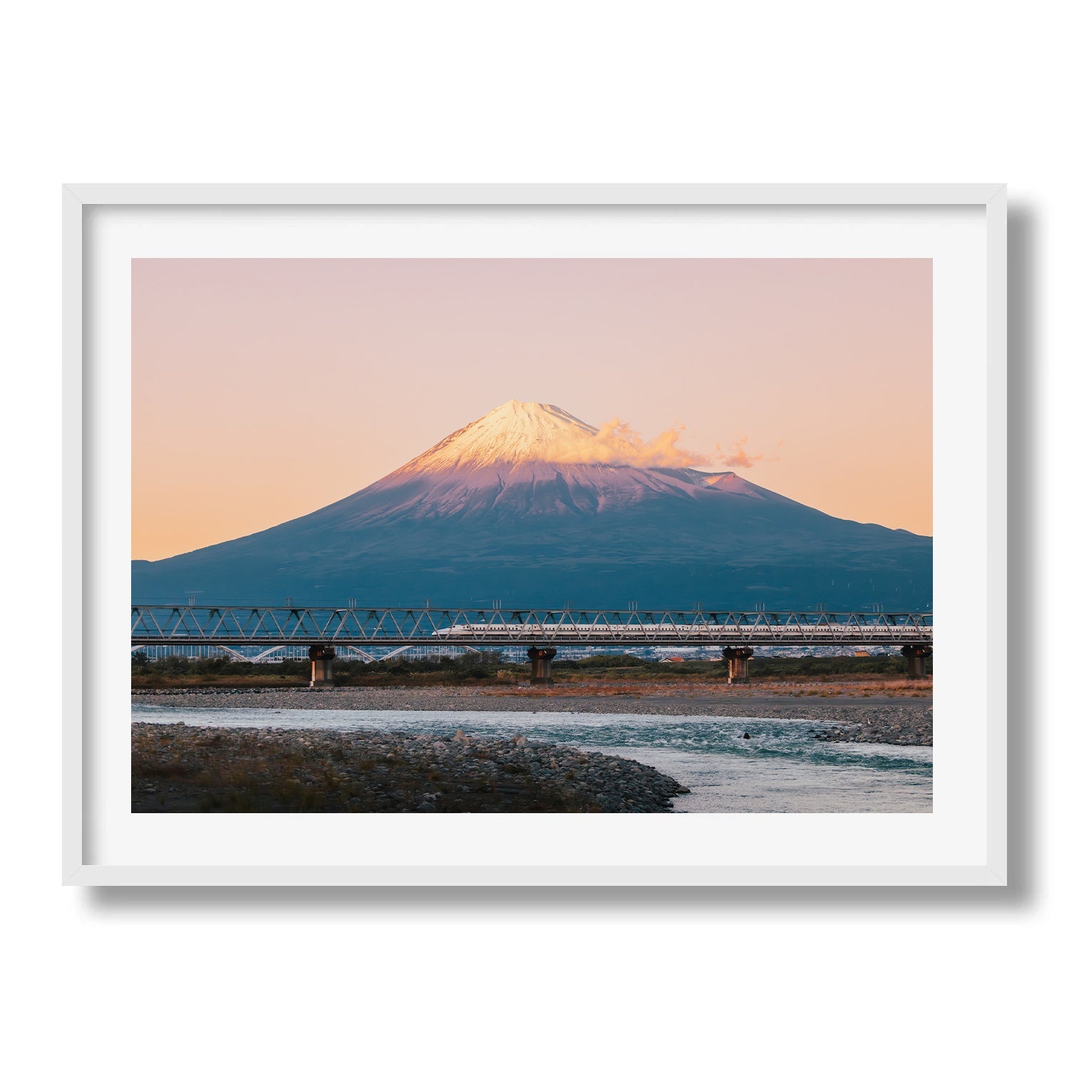 Mt Fuji Shinkansen Sunset - Peter Yan Studio Framed Photo Print Wall Art