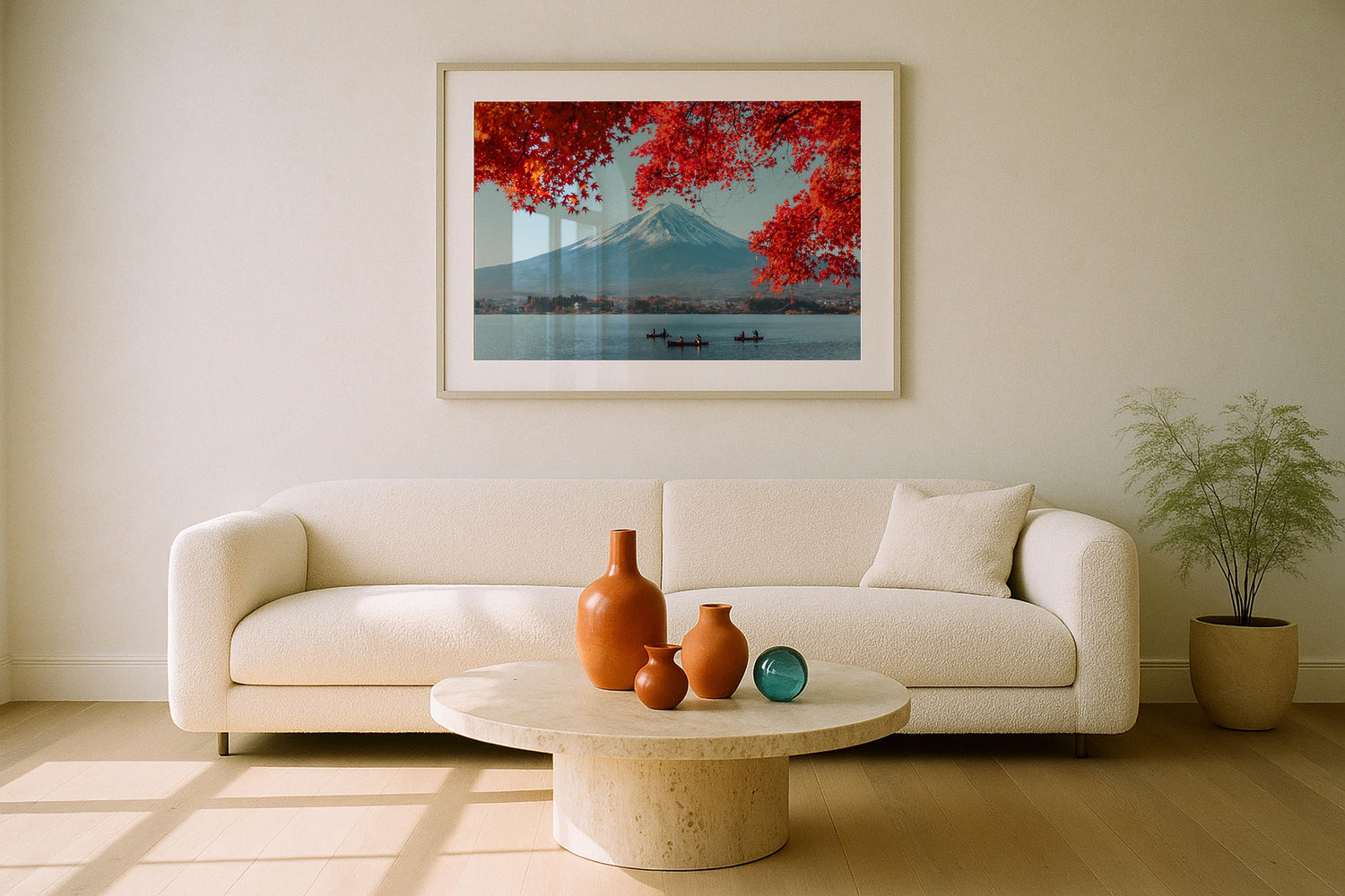 Mt Fuji Under the Maple Tree II Framed Print - Framed Prints by Peter Yan Studio