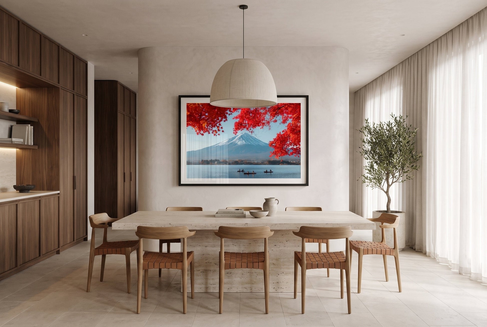 Mt Fuji Under the Maple Tree II Framed Print - Framed Prints by Peter Yan Studio