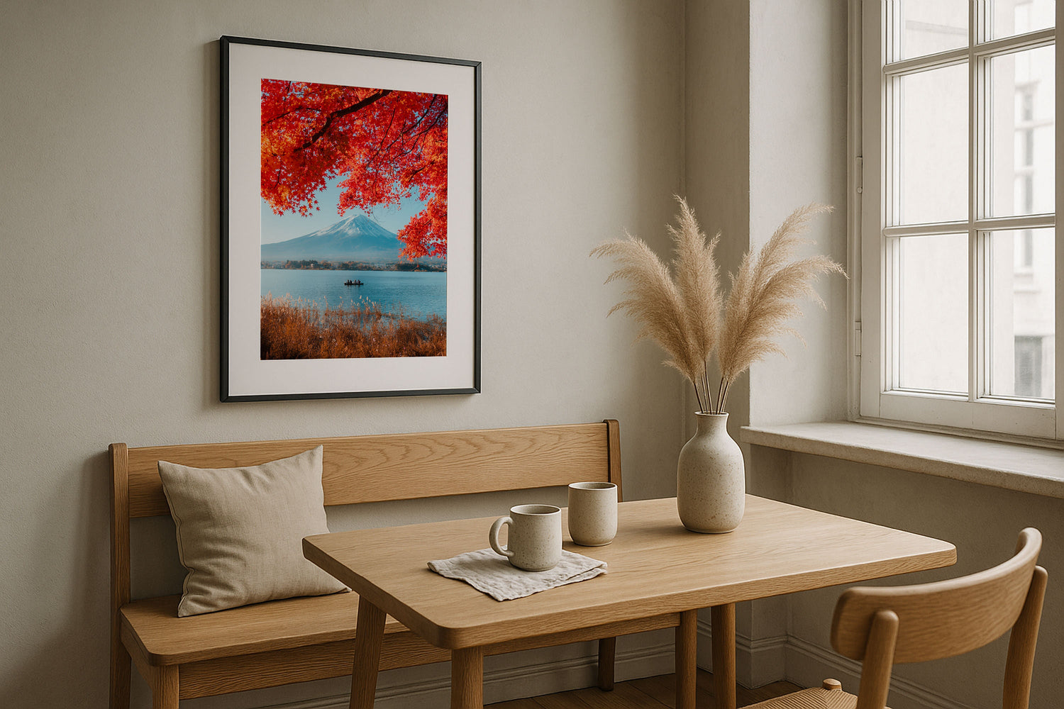 Mt Fuji Under the Maple Tree Framed Print - Framed Prints by Peter Yan Studio