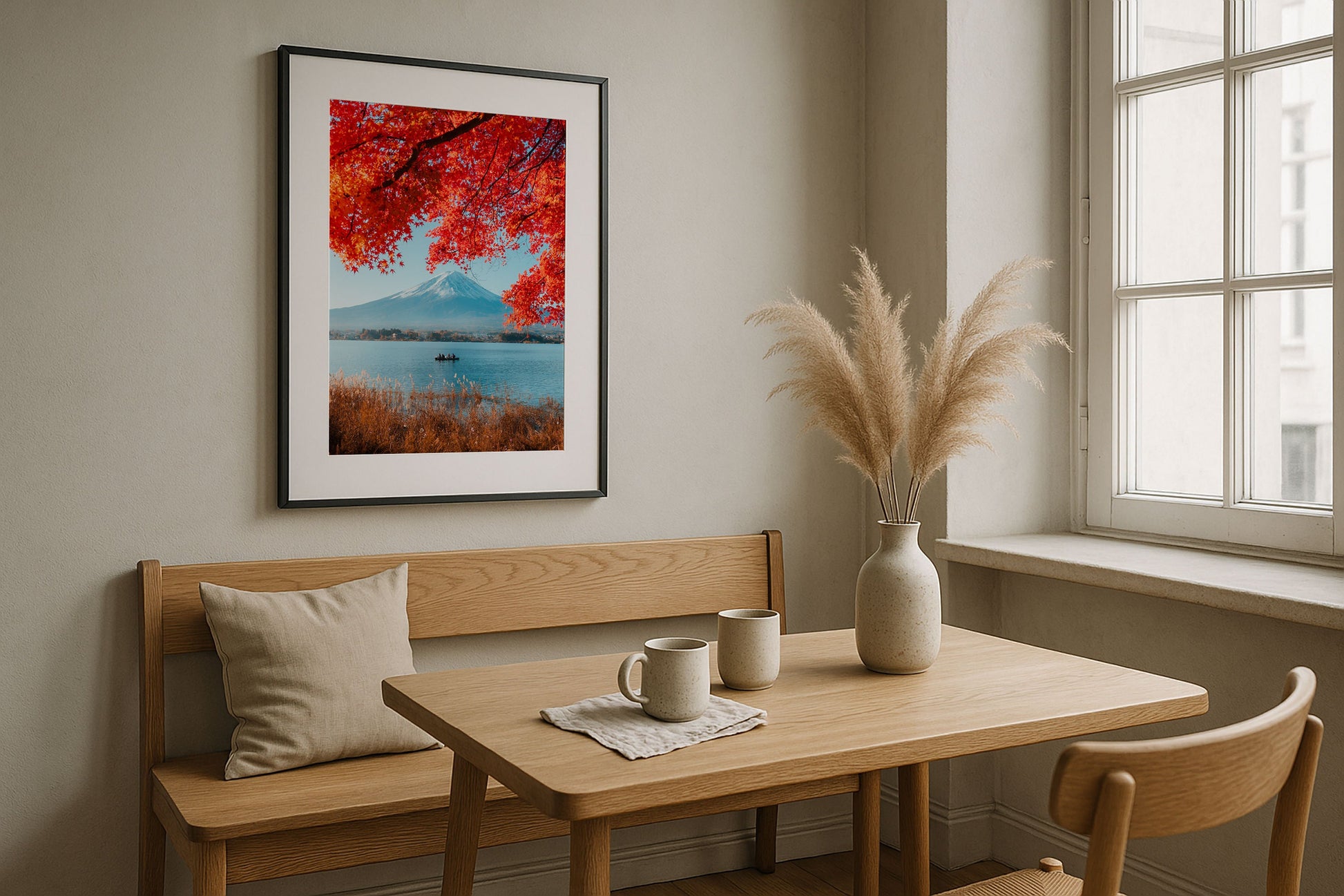 Mt Fuji Under the Maple Tree Framed Print - Framed Prints by Peter Yan Studio