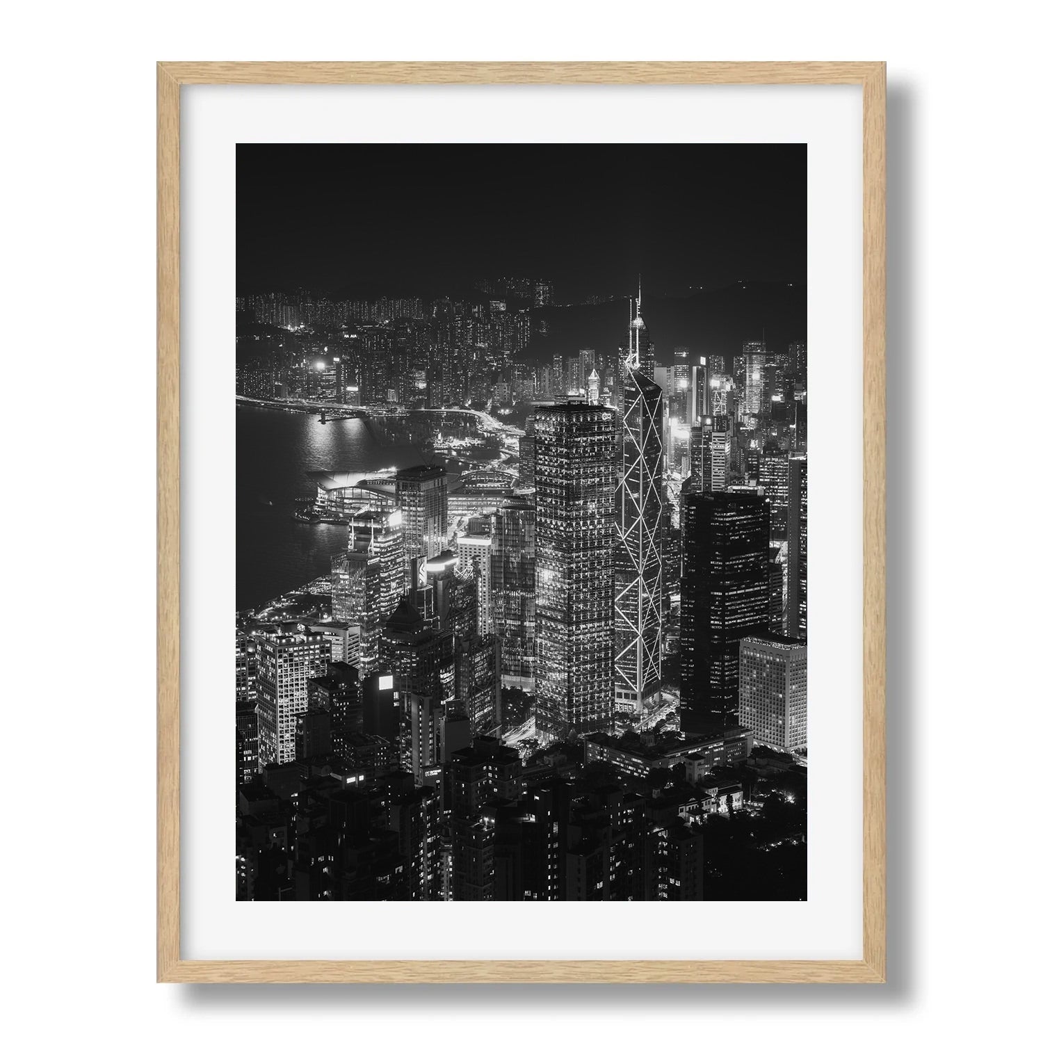 Hong Kong Island Skyline Black and White