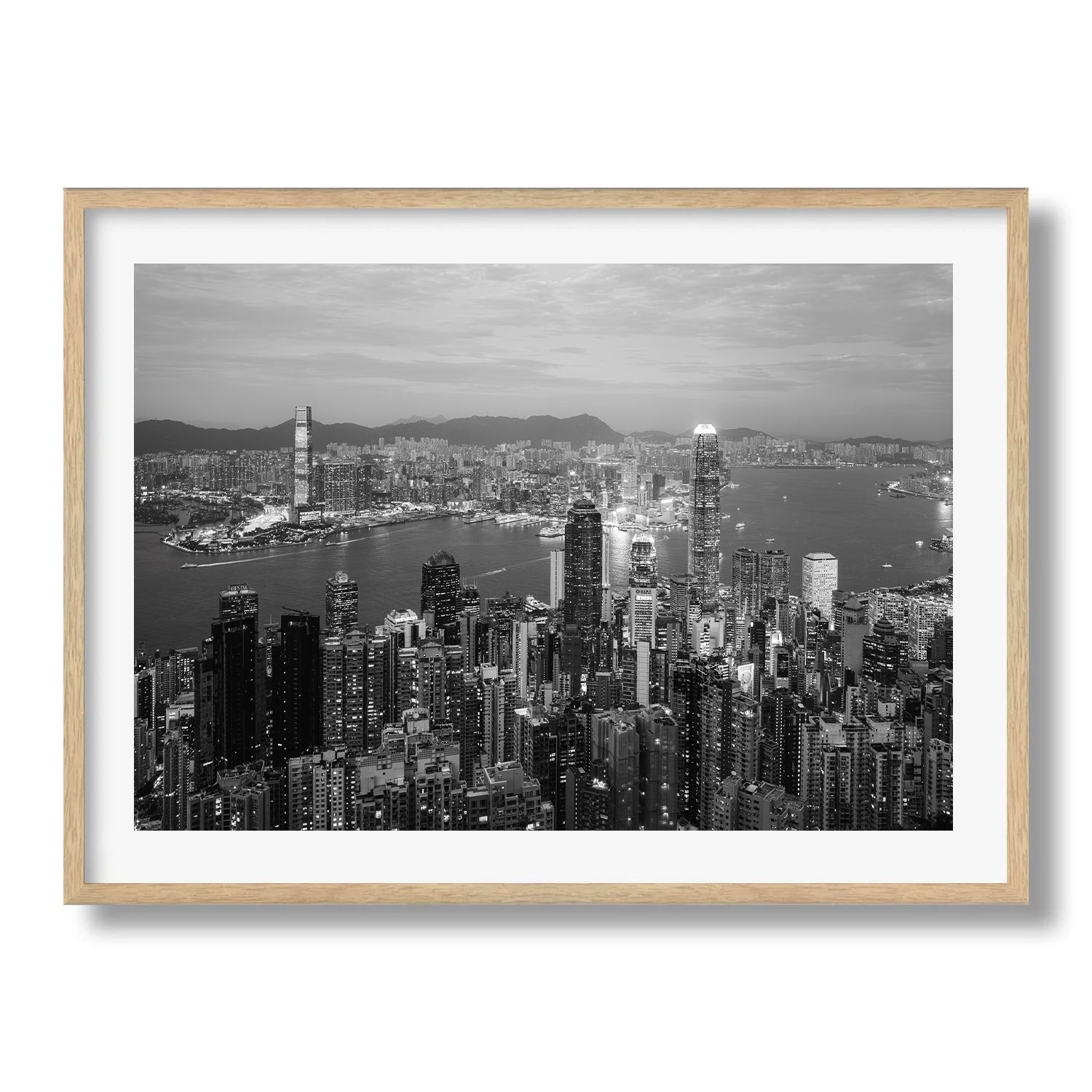 Hong Kong Skyline Black and White