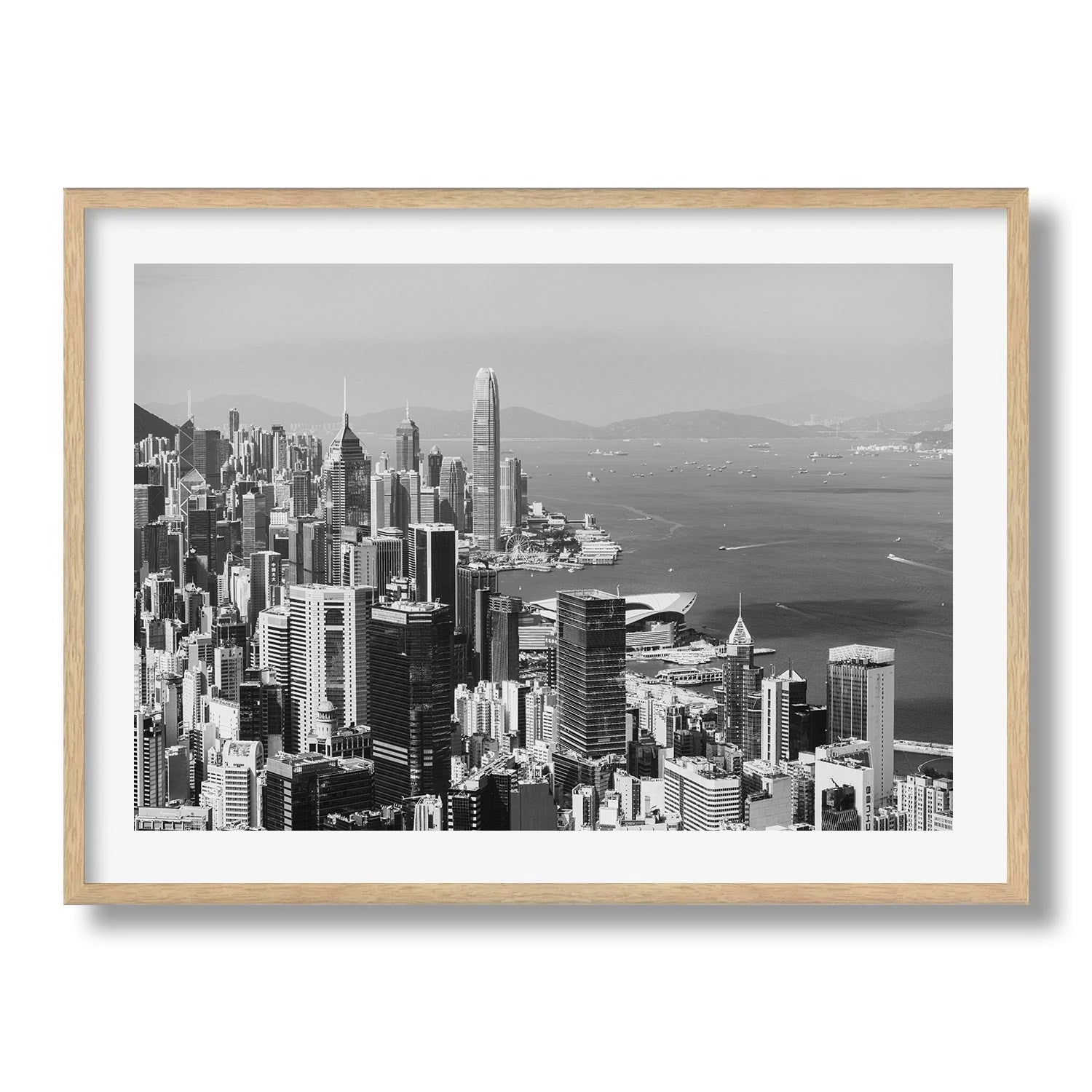 Hong Kong Central Skyline Black and White