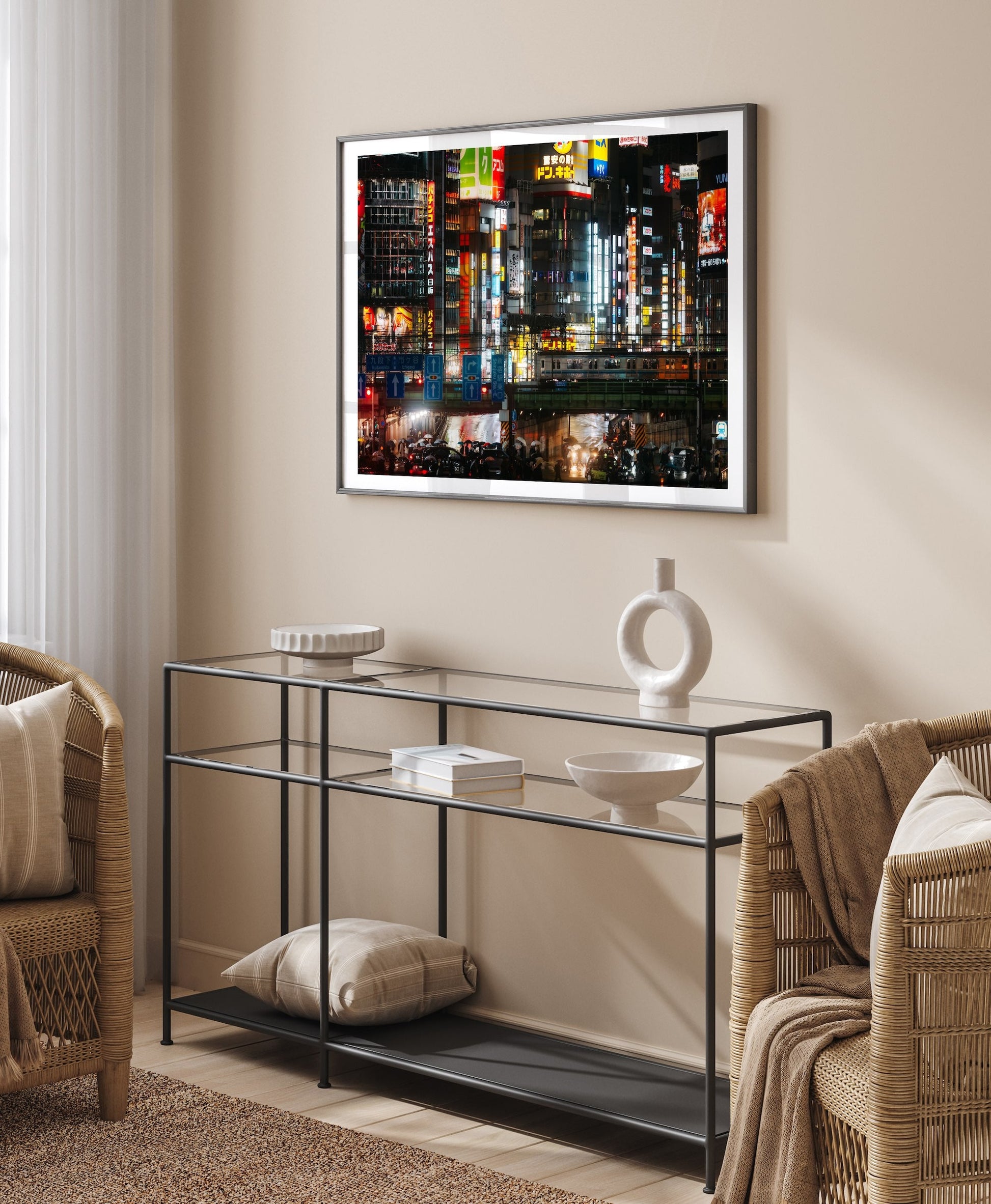 One rainy night in Shinjuku Framed Print - Architecture by Peter Yan Studio