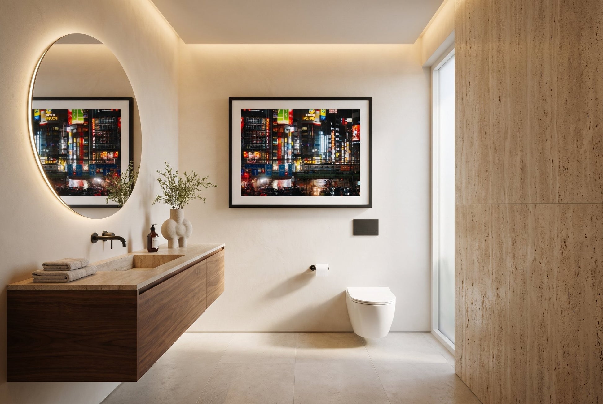 One rainy night in Shinjuku Framed Print - Architecture by Peter Yan Studio