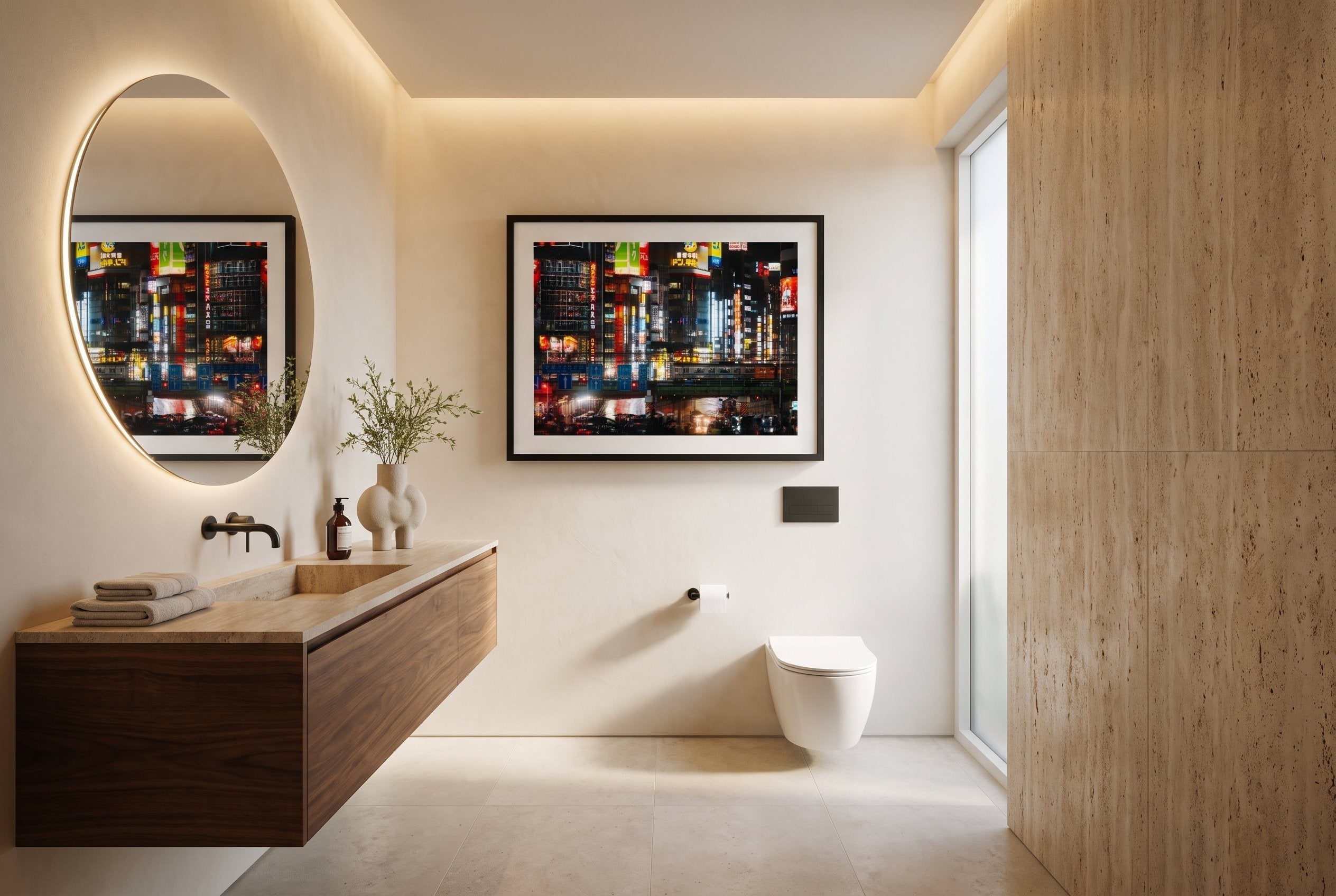 One rainy night in Shinjuku Framed Print - Architecture by Peter Yan Studio
