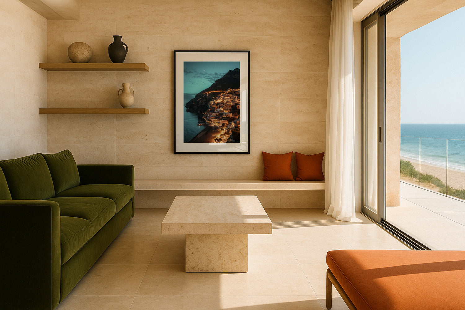 Positano At Night Framed Print - Architecture by Peter Yan Studio