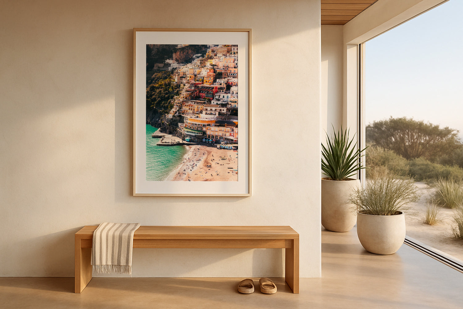 Positano Sunny Afternoon, Amalfi Coast Framed Print - Architecture by Peter Yan Studio