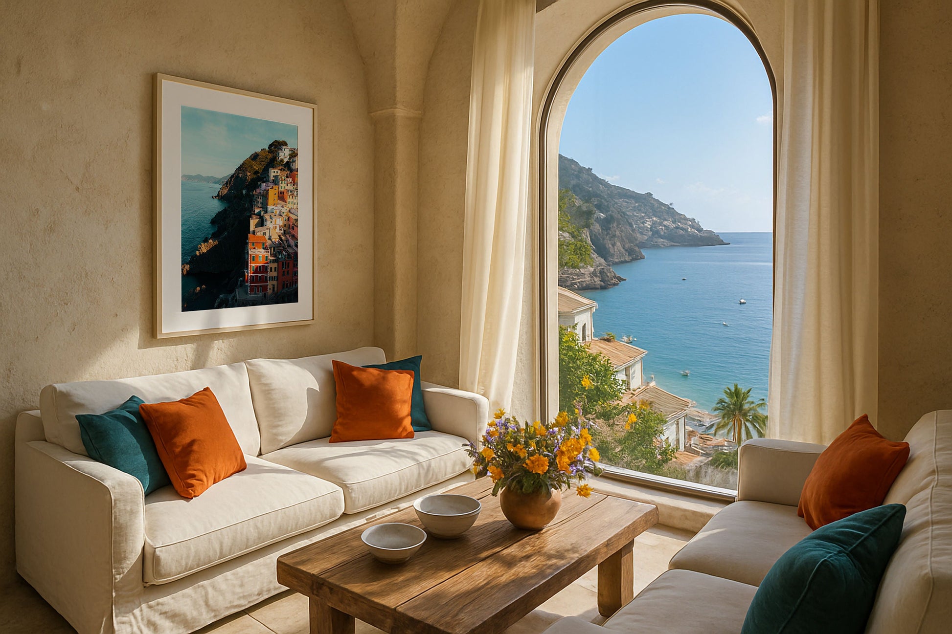 Riomaggiore Sunrise, Cinque Terre II Framed Print - Aerial by Peter Yan Studio