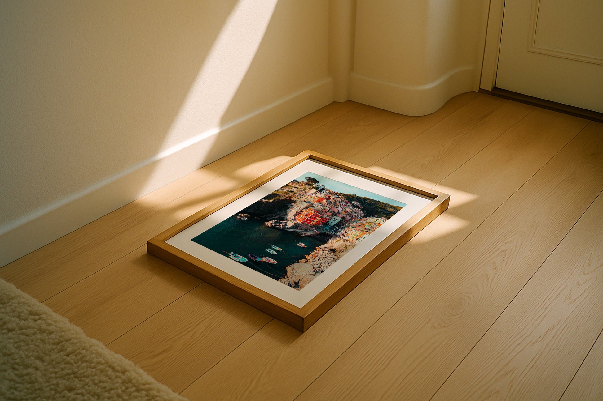 Riomaggiore Sunset, Cinque Terre II Framed Print - Aerial by Peter Yan Studio