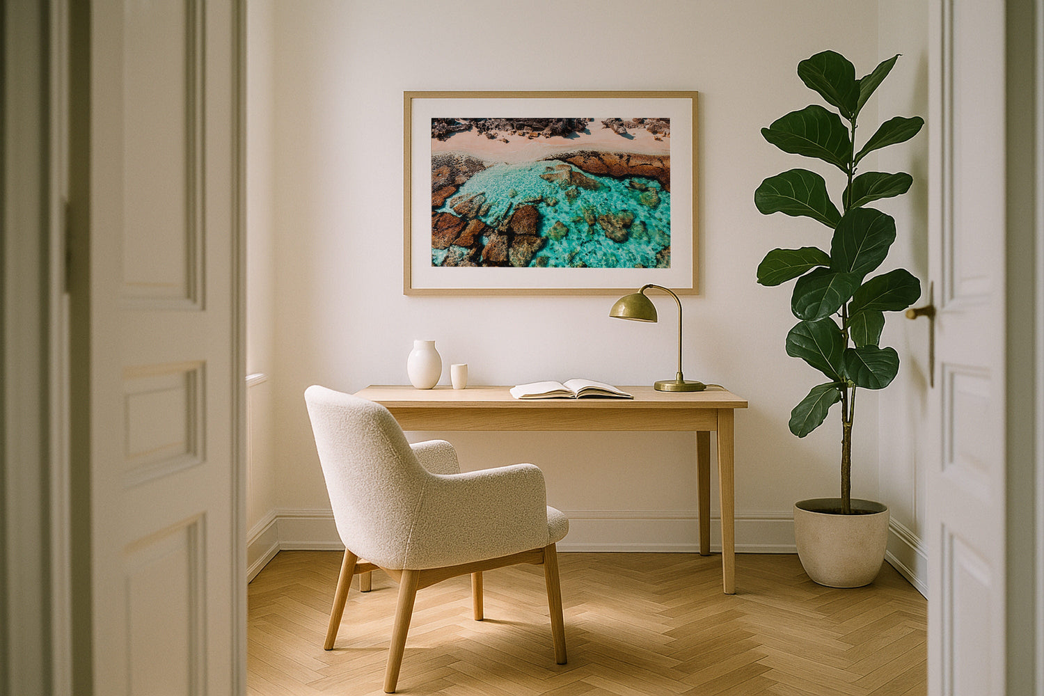 Salmon Bay, Rottnest Island, Western Australia III Framed Print - Aerial by Peter Yan Studio