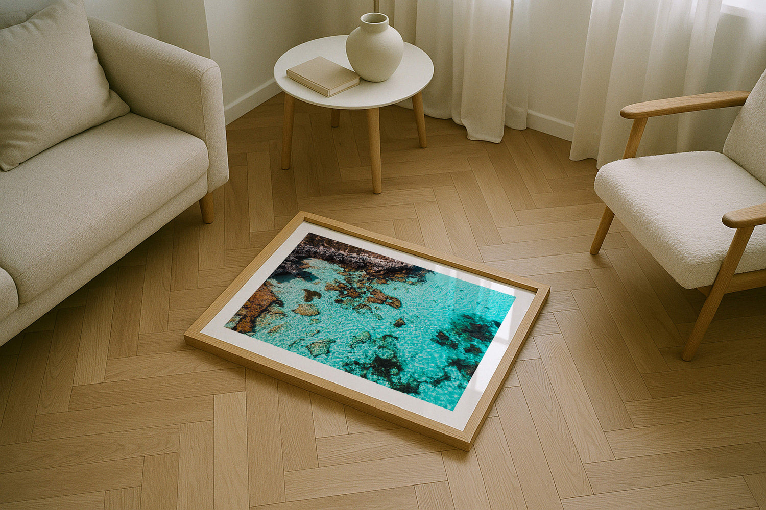 Salmon Bay, Rottnest Island, Western Australia IV Framed Print - Aerial by Peter Yan Studio