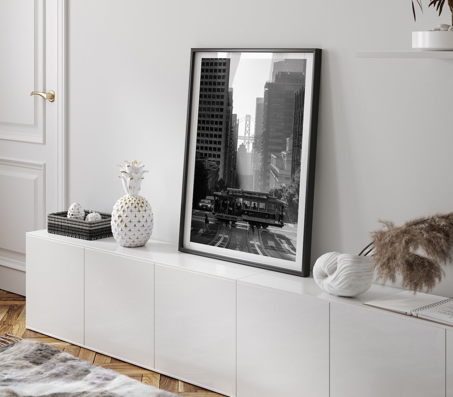 San Francisco Cable Car in Black and White - Peter Yan Studio Framed Photo Print Wall Art