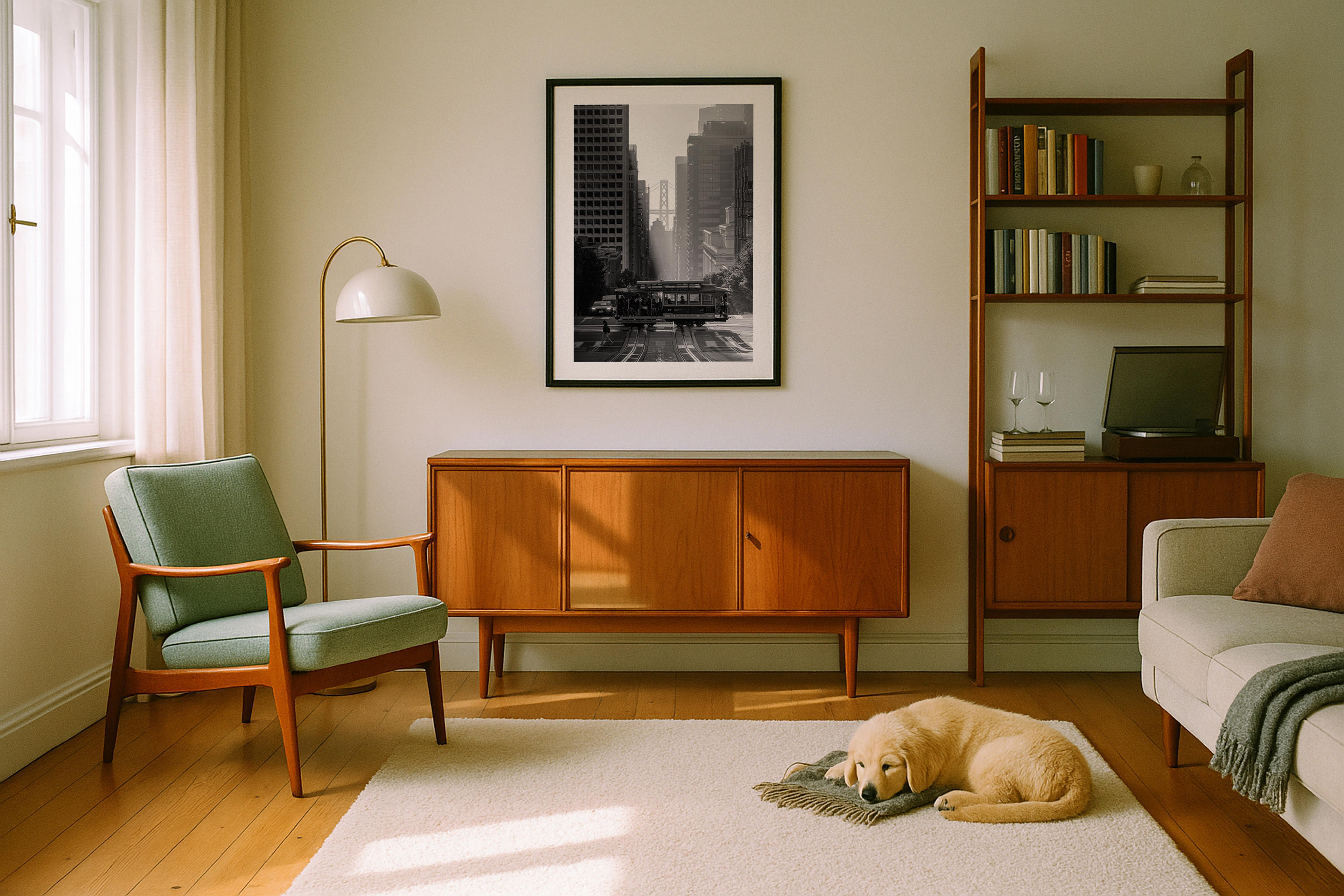 San Francisco Cable Car in Black and White Framed Print - Architecture by Peter Yan Studio