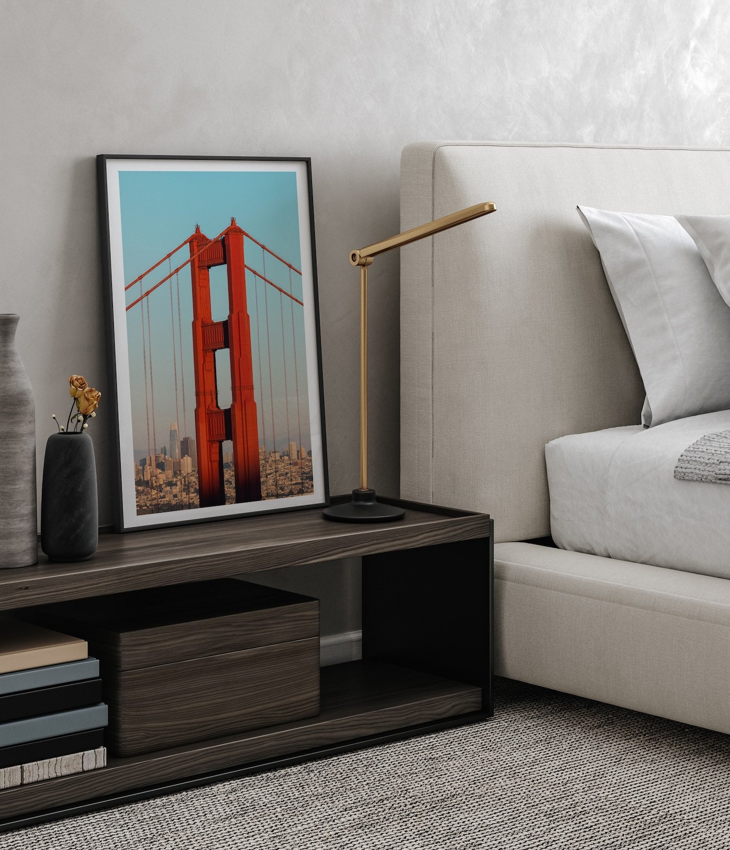 San Francisco Skyline Through Golden Gate II Framed Print - Architecture by Peter Yan Studio