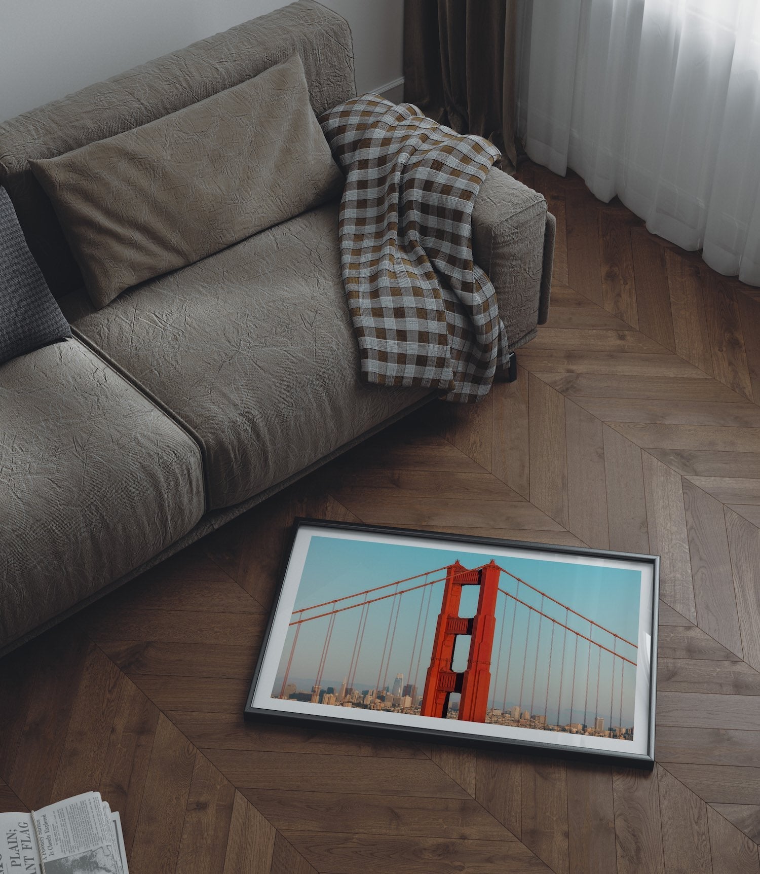 San Francisco Skyline Through Golden Gate - Peter Yan Studio Framed Photo Print Wall Art
