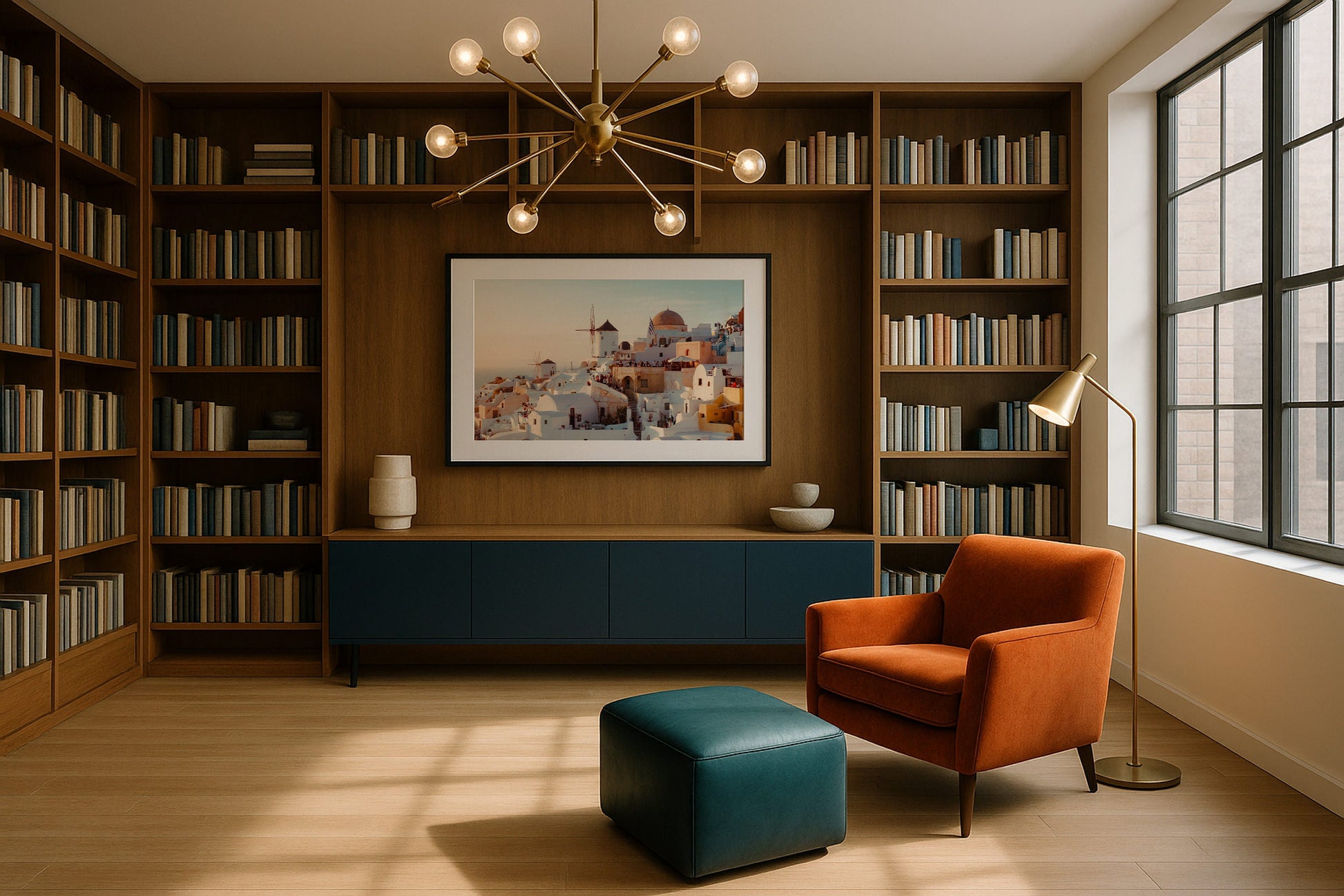 Santorini Sunset, Greece Framed Print - Architecture by Peter Yan Studio