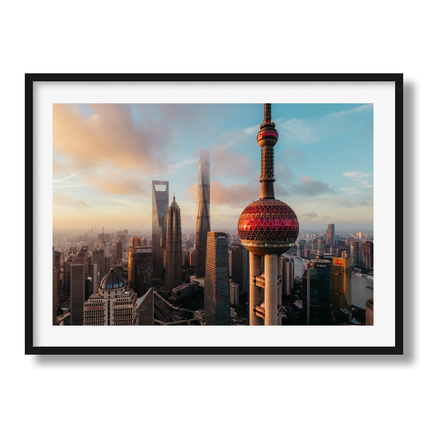 Shanghai Icons at Dawn Framed Print - Architecture by Peter Yan Studio