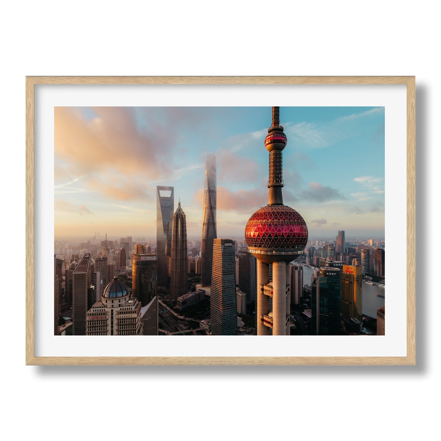Shanghai Icons at Dawn Framed Print - Architecture by Peter Yan Studio