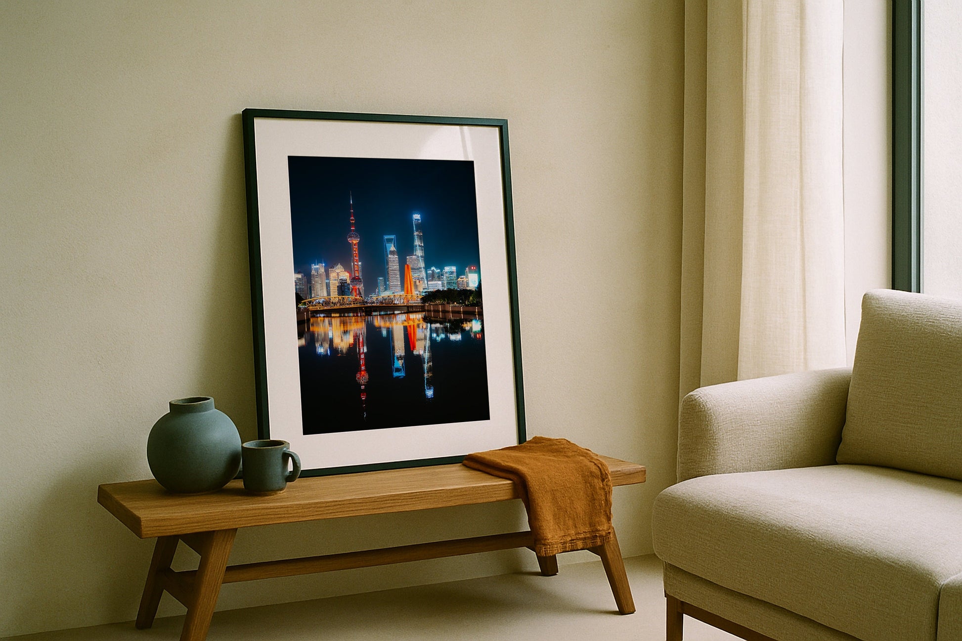 Shanghai Illuminated Framed Print - Architecture by Peter Yan Studio