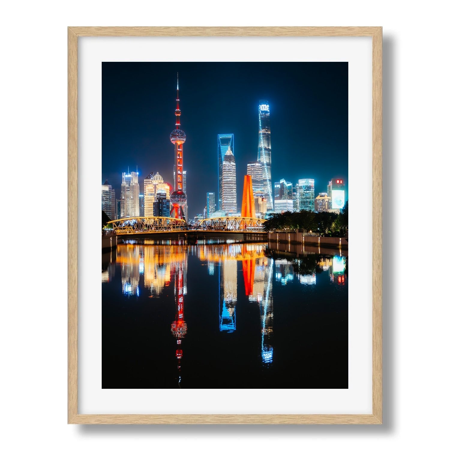 Shanghai Illuminated Framed Print - Architecture by Peter Yan Studio