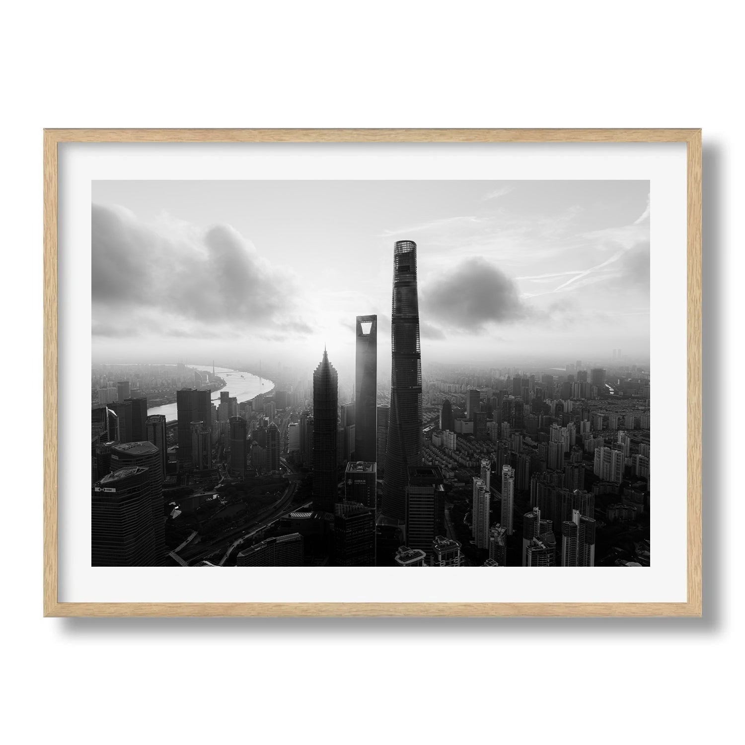 Shanghai Trio in Black and White Framed Print - Architecture by Peter Yan Studio