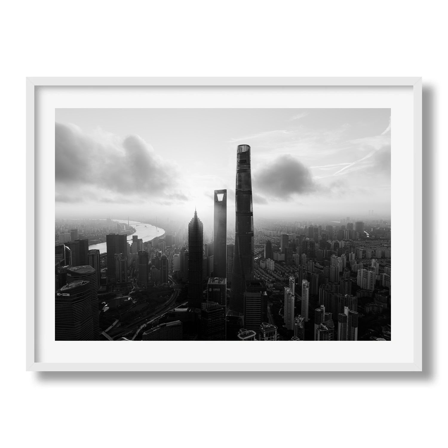 Shanghai Trio in Black and White Framed Print - Architecture by Peter Yan Studio