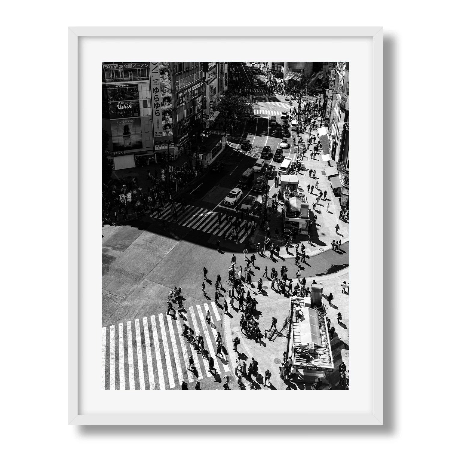 Shibuya Crossing Black and White I Framed Print - Black & White by Peter Yan Studio