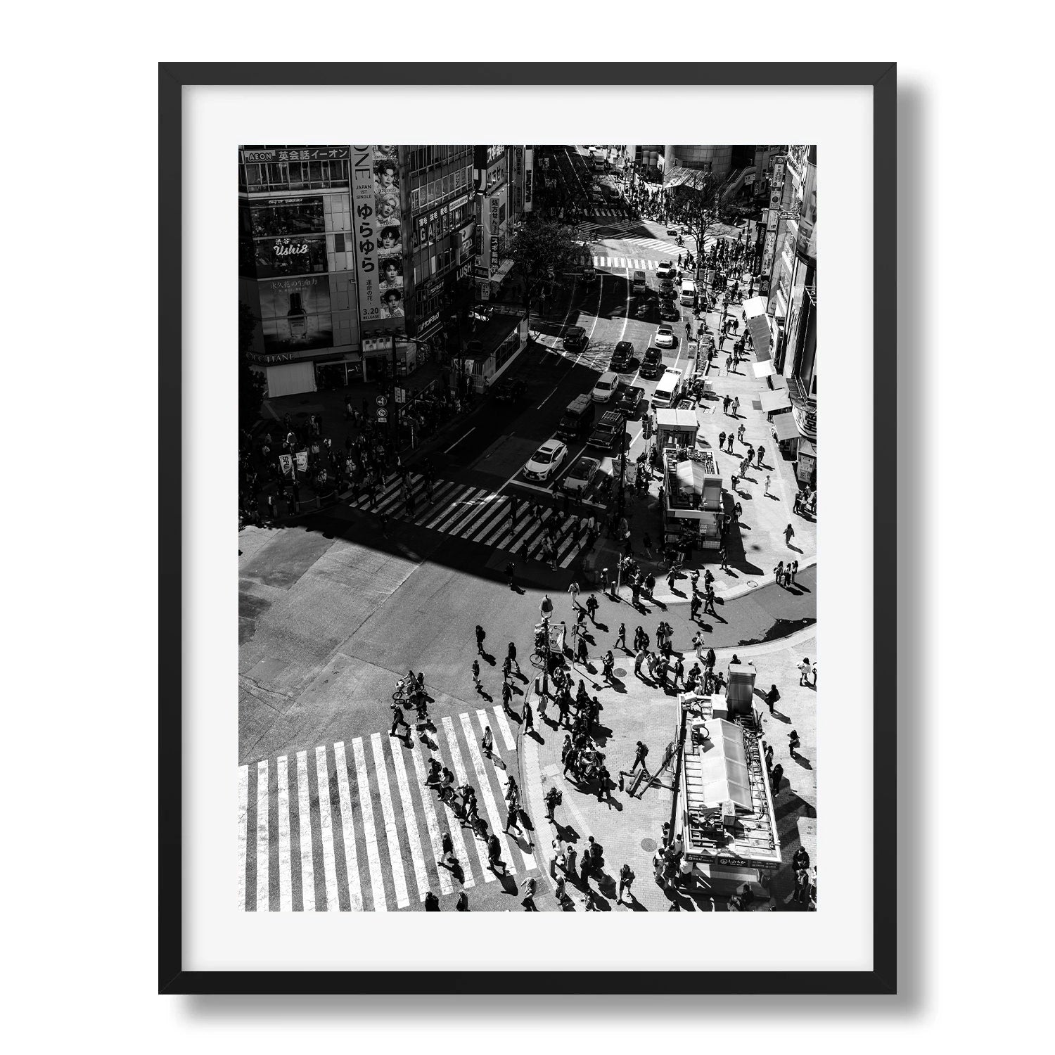 Shibuya Crossing Black and White I Framed Print - Black & White by Peter Yan Studio