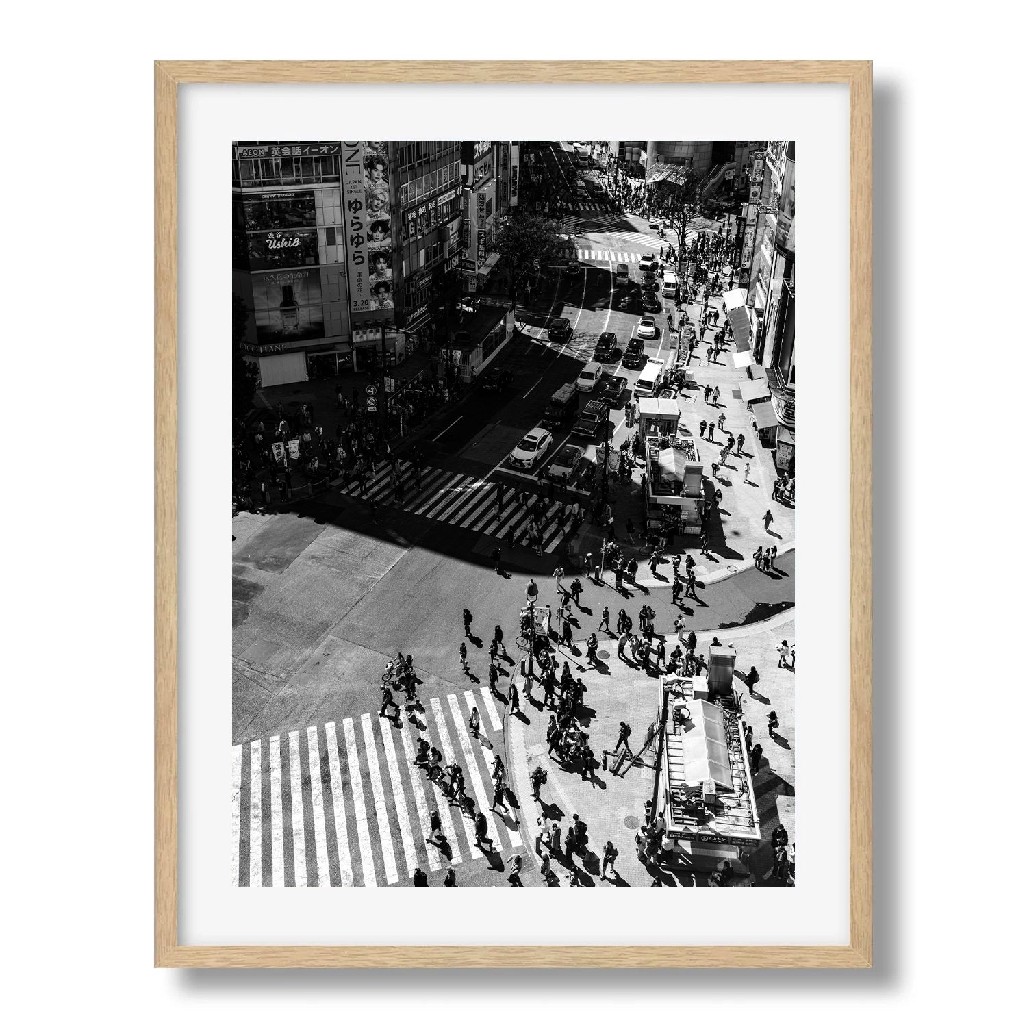 Shibuya Crossing Black and White I Framed Print - Black & White by Peter Yan Studio