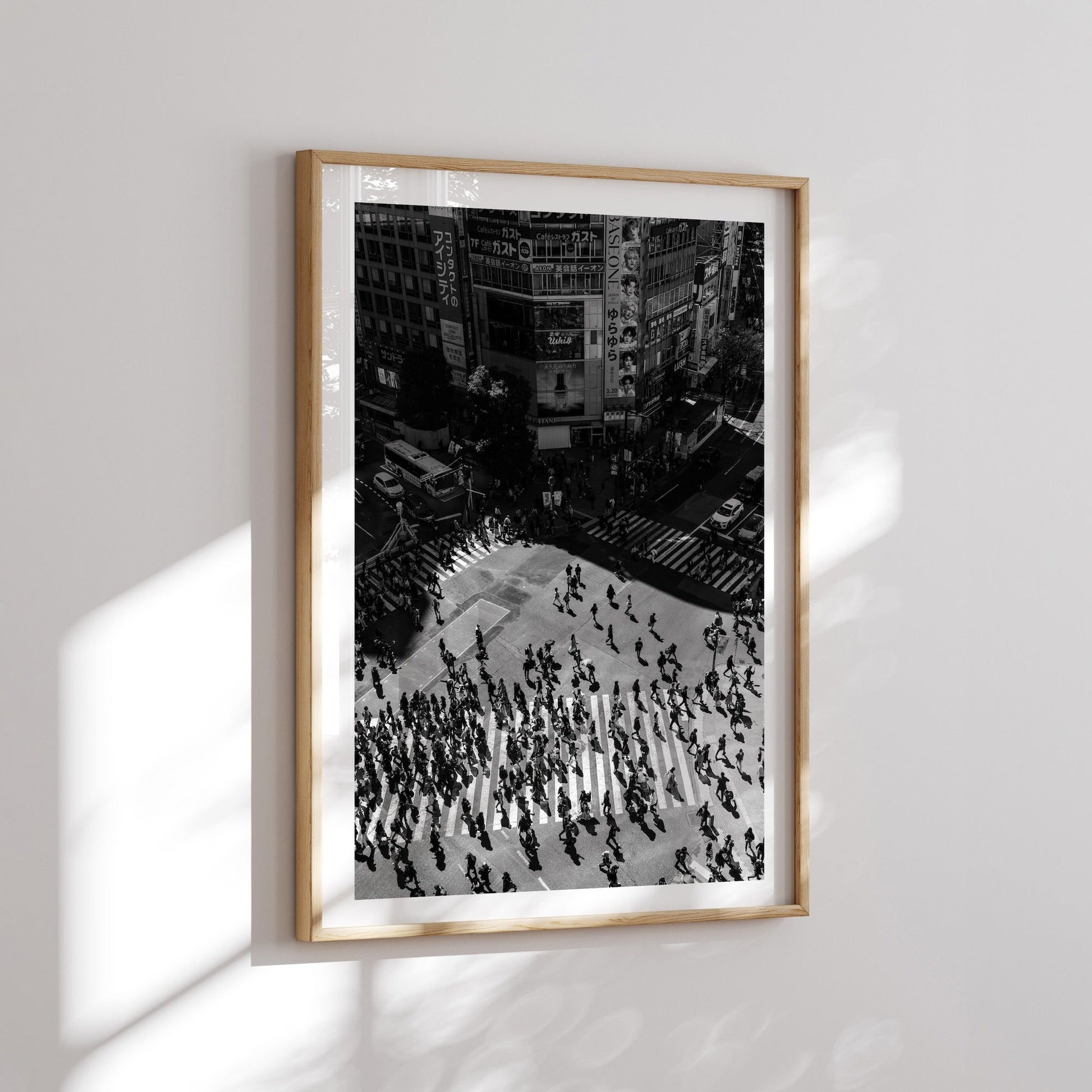 Shibuya Crossing Black and White II Framed Print - Black & White by Peter Yan Studio