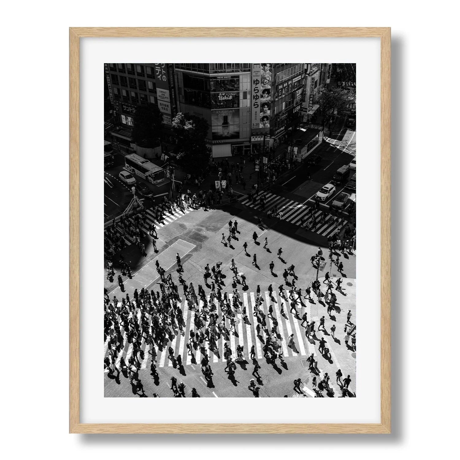 Shibuya Crossing Black and White II Framed Print - Black & White by Peter Yan Studio