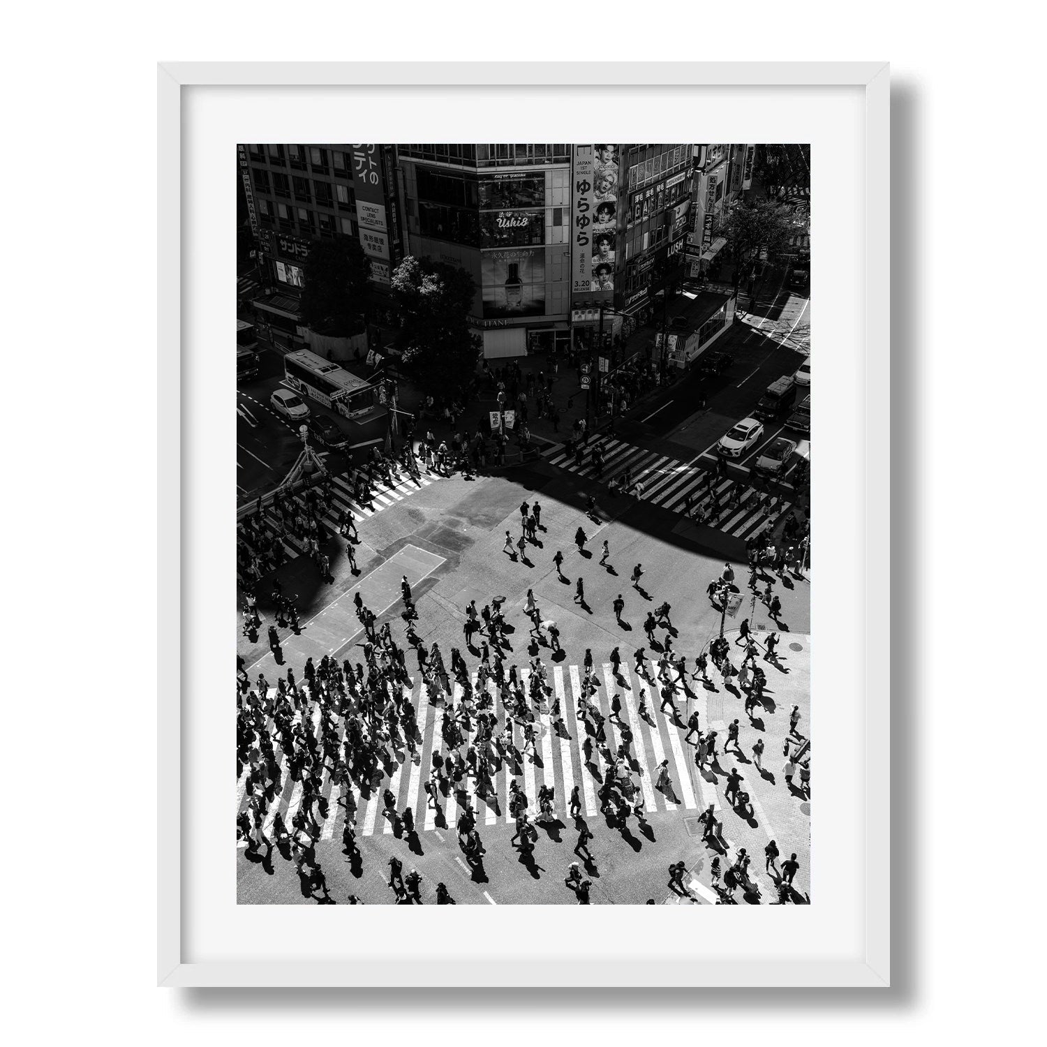 Shibuya Crossing Black and White II Framed Print - Black & White by Peter Yan Studio