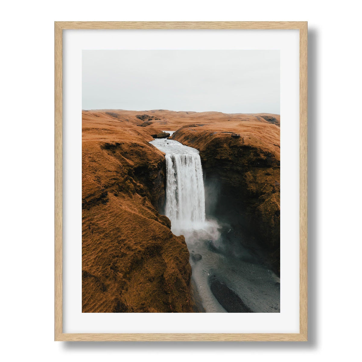 Skógafoss from Above II Framed Print - Aerial by Peter Yan Studio