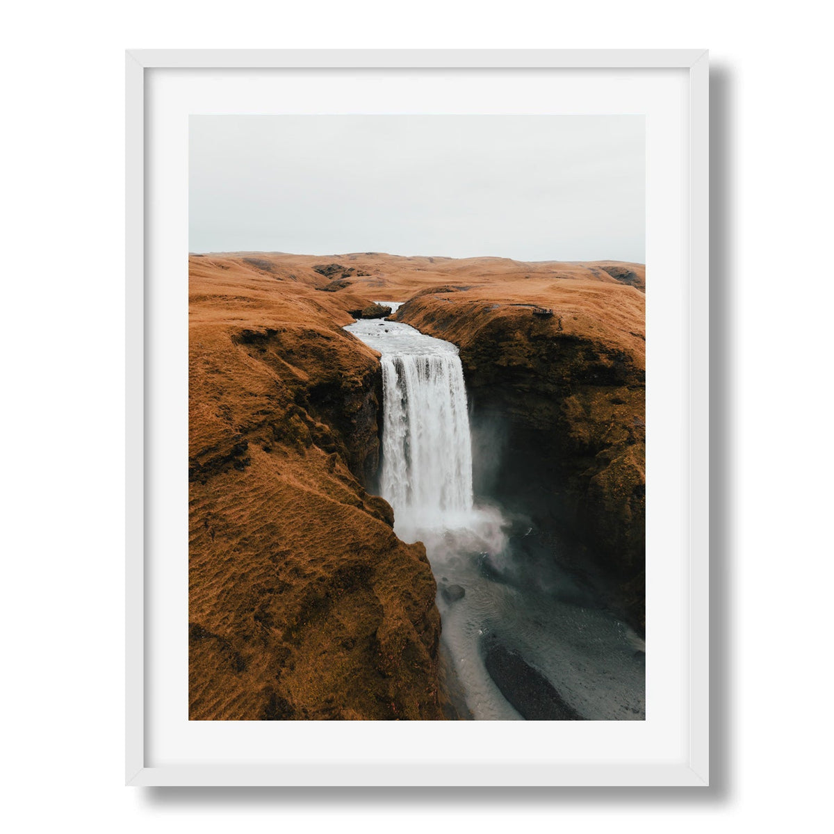Skógafoss from Above II Framed Print - Aerial by Peter Yan Studio