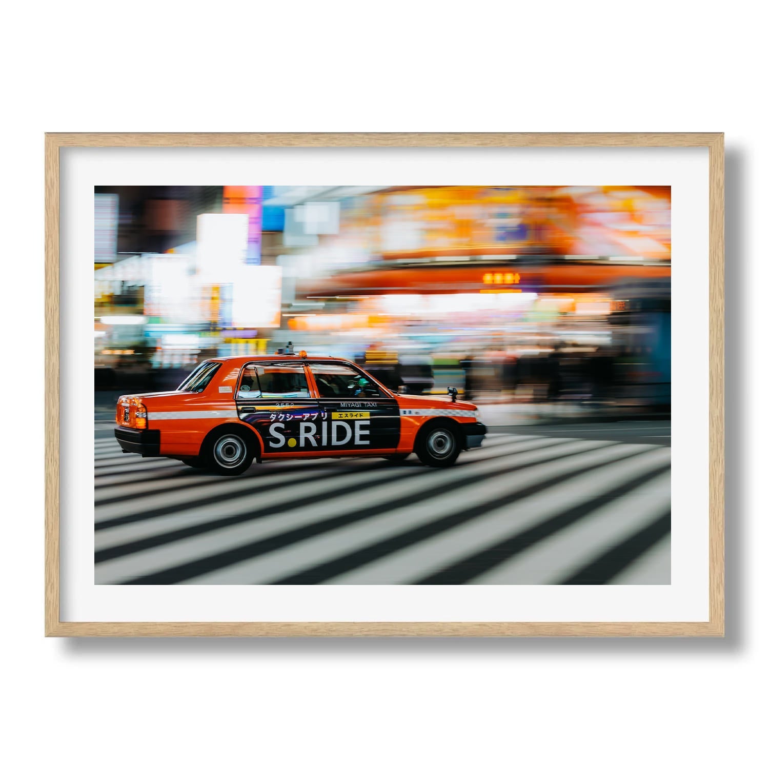 Speeding orange taxi in Shinjuku - Peter Yan Studio