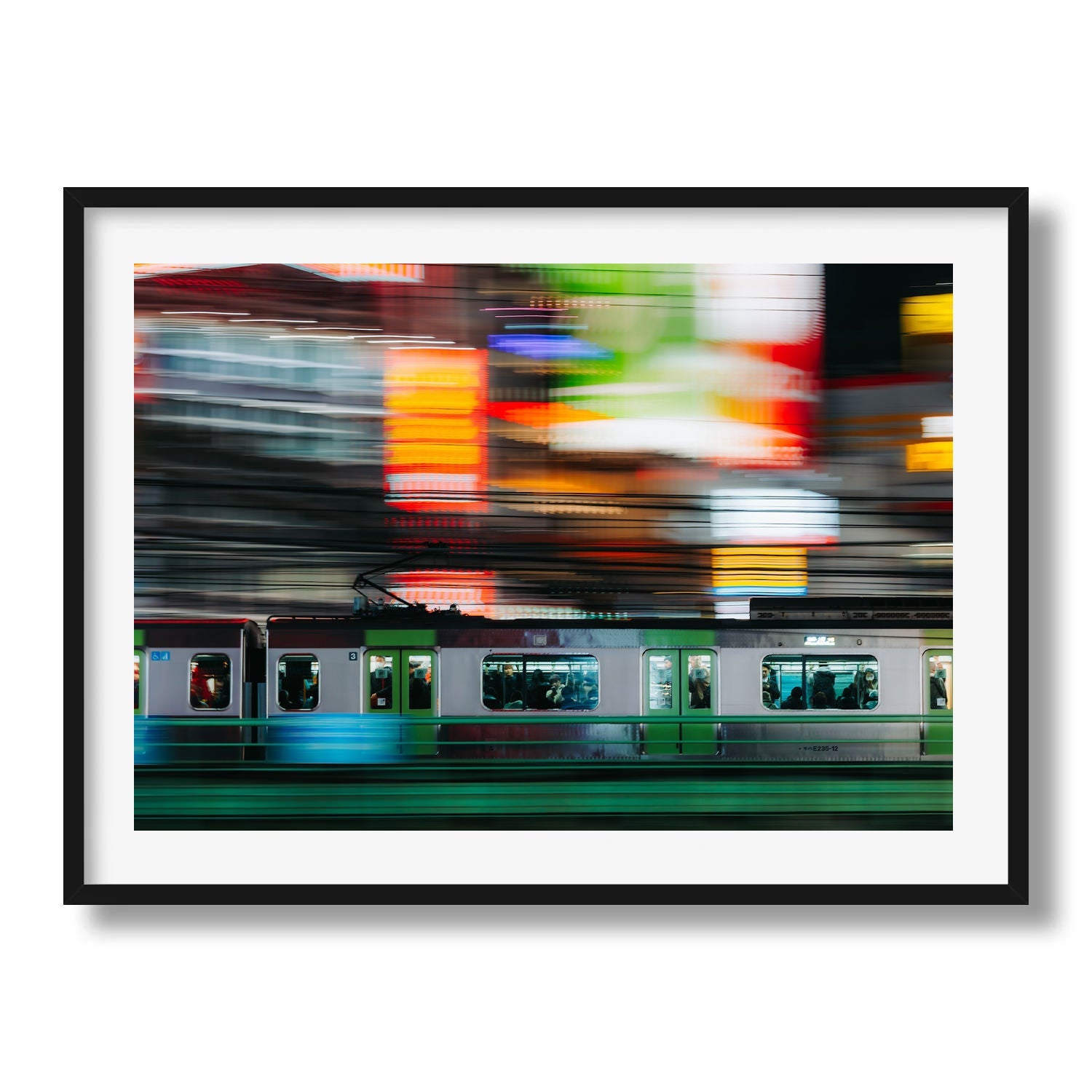 Speeding train in Shinjuku - Peter Yan Studio Framed Photo Print Wall Art