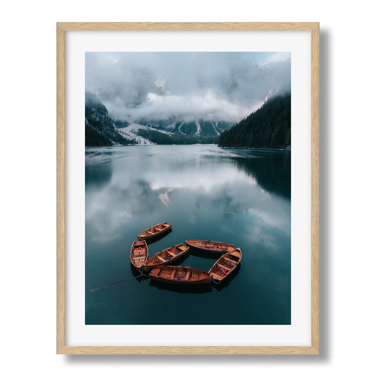 Still Boats Dolomites Morning Framed Print - Dolomites by Peter Yan Studio