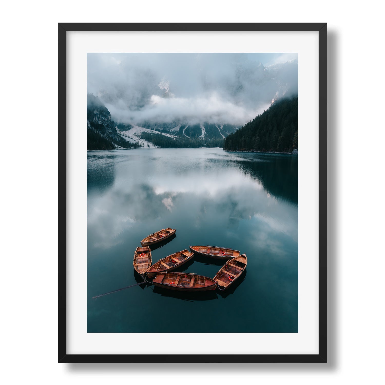 Still Boats Dolomites Morning Framed Print - Dolomites by Peter Yan Studio