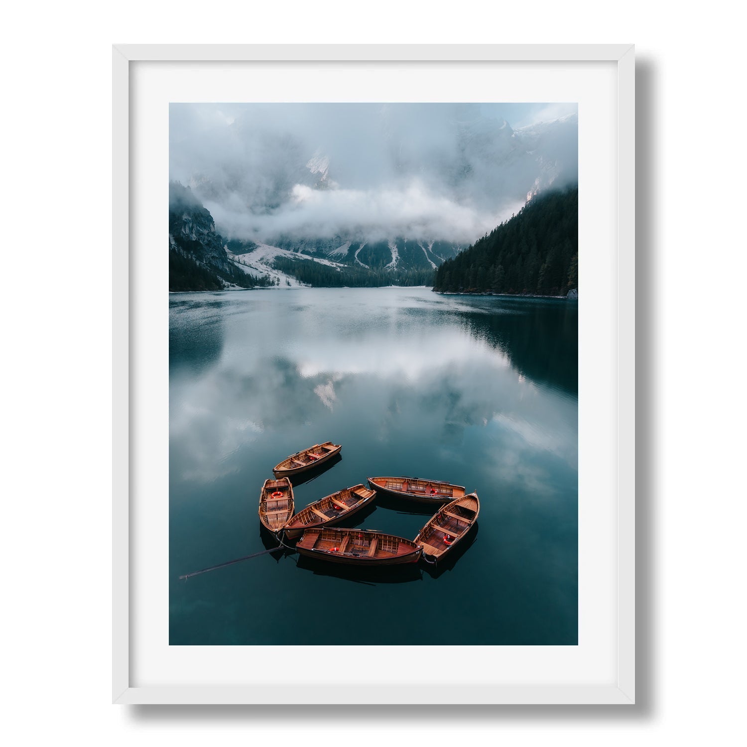 Still Boats Dolomites Morning Framed Print - Dolomites by Peter Yan Studio