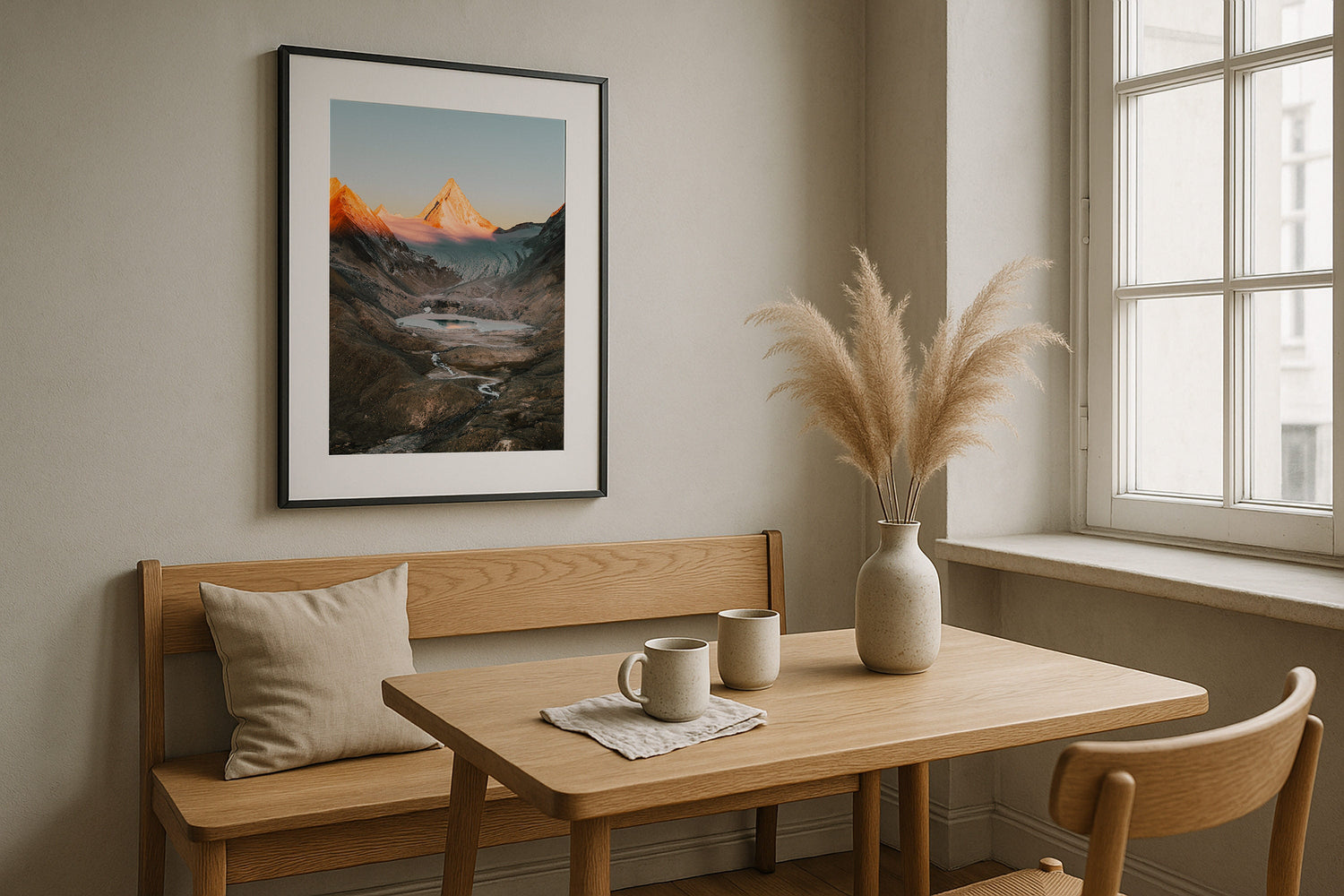 Sunrise Over Glacial Mountains in Tibet Framed Print - Aerial by Peter Yan Studio