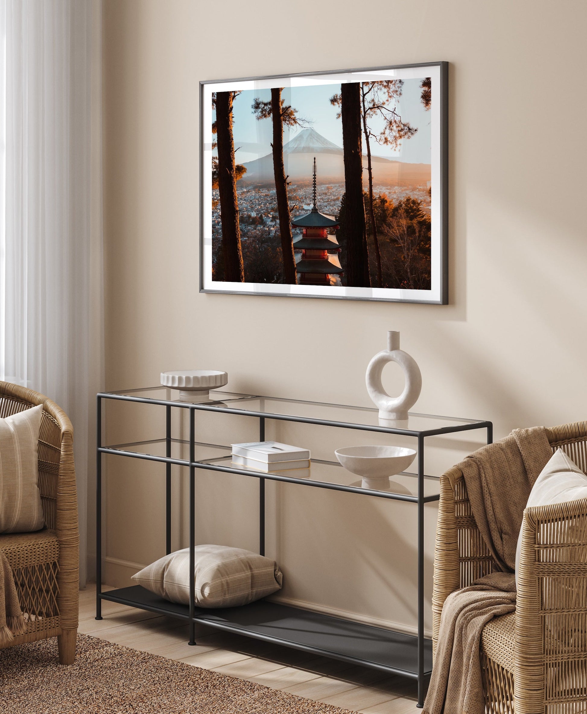 Sunset Serenity - Pagoda and Mount Fuji II Framed Print - Architecture by Peter Yan Studio