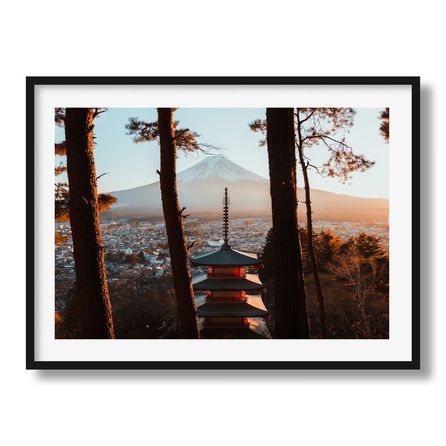 Sunset Serenity - Pagoda and Mount Fuji II Framed Print - Architecture by Peter Yan Studio