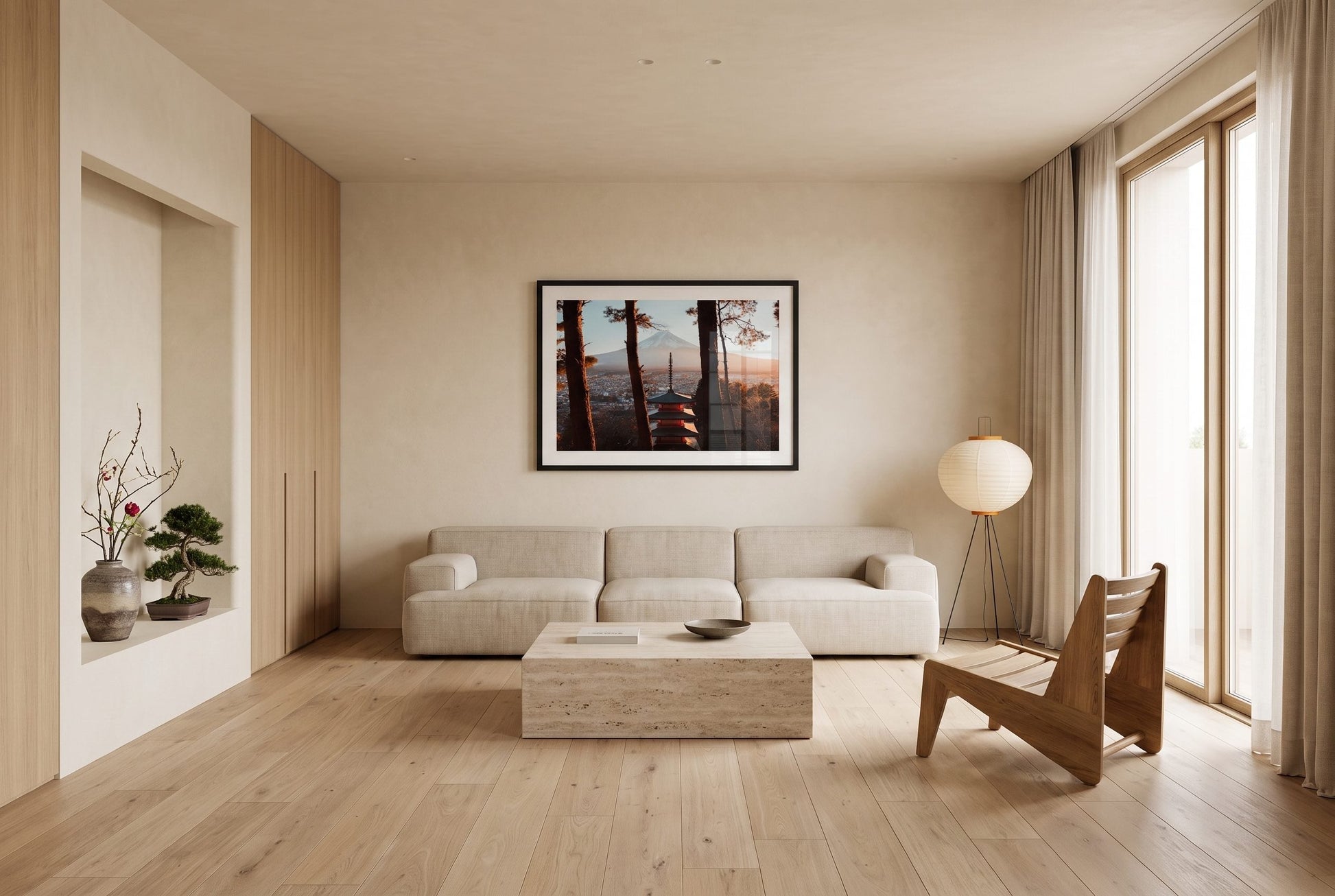 Sunset Serenity- Pagoda and Mount Fuji II Framed Print - Architecture by Peter Yan Studio