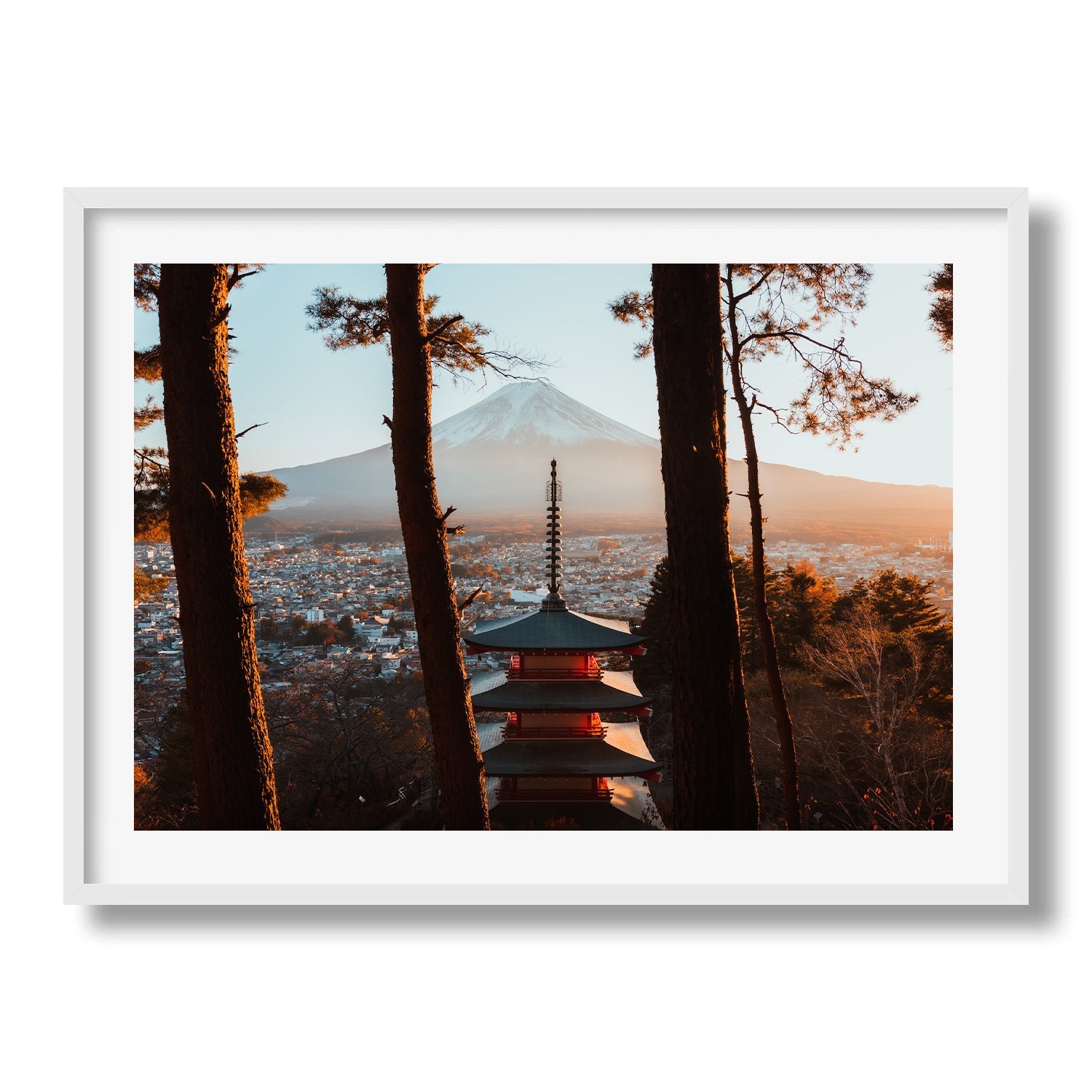 Sunset Serenity - Pagoda and Mount Fuji II Framed Print - Architecture by Peter Yan Studio